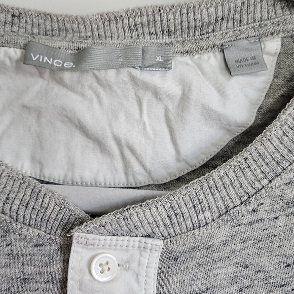 VINCE Military Slim Fit Henley In Grey Men's Size X Large Long Sleeve Tee - Picture 9 of 10